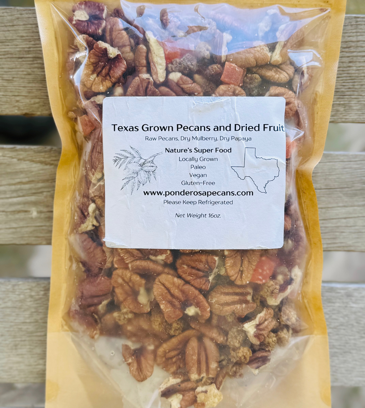 Pecan, Mulberry & Papaya Mix — Texas pecan snack mix from Ponderosa Pecans, Bastrop